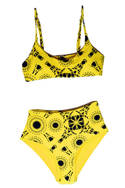 Ocean Hive 2 Piece Bikini Athletic - High Waist Bottom - Bottom Only